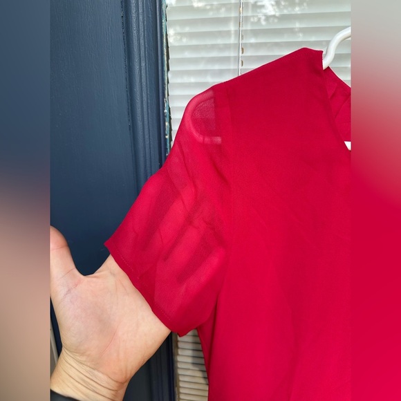 Vintage 100% silk hot pink fuchsia sheer sleeve fit and flare flowy dress size 8 - Picture 3 of 5